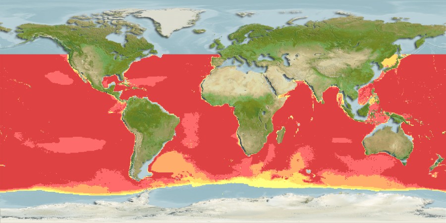 Aquamaps of Taaningichthys bathyphilus